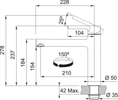 Plan Mitigeur Franke CENTRO bec lev. dessus Chrome CENTRO 766685