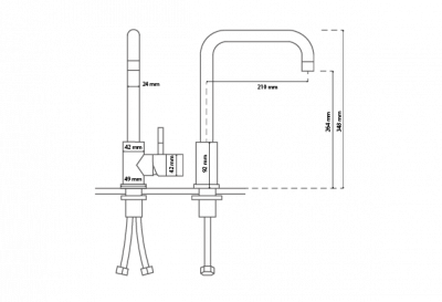 Plan Mitigeur de cuisine Uccello en acier inoxydable avec bec pivotant inox brossé satin K128W 03 16 2