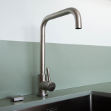 Mitigeur de cuisine Uccello en acier inoxydable avec bec pivotant inox brossé satin K128W 03 43 2