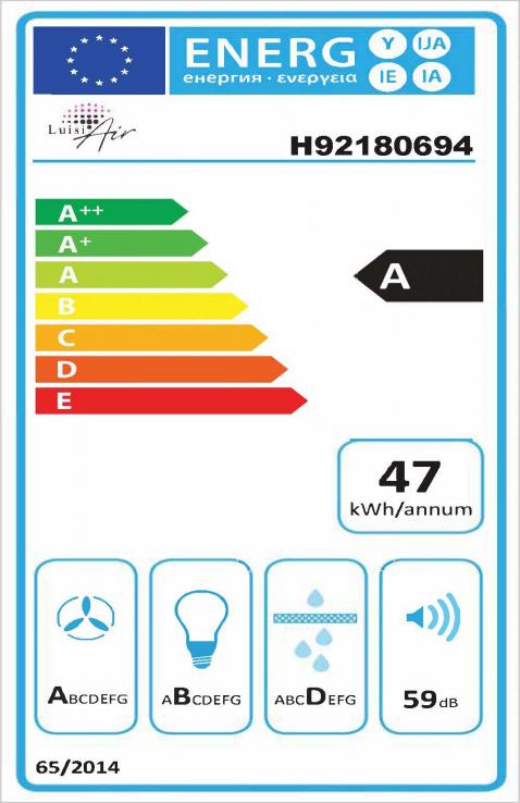 Vue 2 Hotte en verre trempé Luisiair Bari H92180694 couleur blanc et cuivre