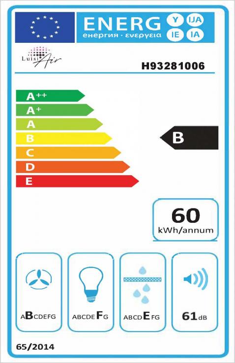 Vue 1 Hotte en inox Luisiair Trento H93281006 couleur blanc