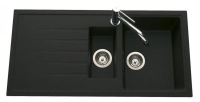  Evier en inox Luisina Samba EV411VM 118 finition luisigranit couleur nera 1000x500 avec 1.5 cuves vidage automatique égouttoir réversible