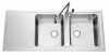 Evier en inox Luisina Fagotto EV5821 IL finition luisinox couleur inox lisse 1170x510 avec 2 cuves vidage manuel égouttoir réversible