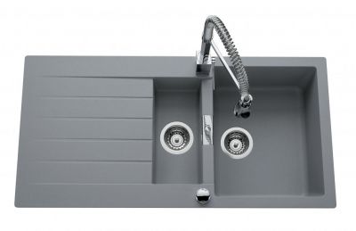  Evier en inox Luisina Scala EV22411LC 022 finition luisigranit couleur croma 1000x500 avec 1.5 cuves vidage manuel égouttoir réversible