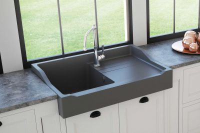  Evier en granit Luisina Esprit Chambord EV359 021 finition luisigranit couleur titanium 895x610 avec 1 cuve vidage automatique