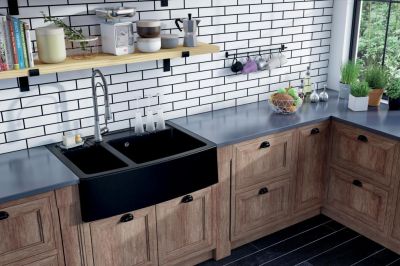  Evier en inox Luisina Esprit Chambord EV9529009 finition luisigranit couleur noir 898x661 avec 2 cuves vidage automatique