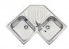 Evier en granit Luisina Eviers D'angle EV2431 IL finition luisinox couleur inox lisse 830x830 avec 2 cuves vidage manuel