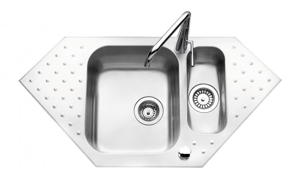  Evier en granit Luisina Eviers D'angle EV6831P IL finition luisinox couleur inox lisse 980x500 avec 1.5 cuves vidage manuel EV6831P