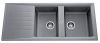 Evier en synthese Luisina Polka EV279 005 finition naturalite couleur alu 1160x500 avec 2 cuves vidage automatique égouttoir réversible