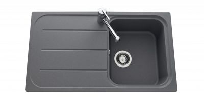  Evier en inox Luisina Fugue EV3901 022 finition luisigranit couleur croma 860x500 avec 1 cuve vidage automatique égouttoir réversible