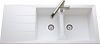 Evier en synthese Luisina Slam EV189 006 finition naturalite couleur blanc 1160x500 avec 2 cuves vidage automatique égouttoir réversible