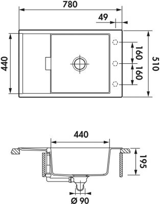 Plan  Evier Luisina Forte Luisidiam Luisidiam Puro Noir 510x780 EV1901P236