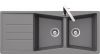 Evier en inox Luisina Rigoletto EV1221 022 finition luisigranit couleur croma 1160x500 avec 2 cuves vidage manuel égouttoir réversible
