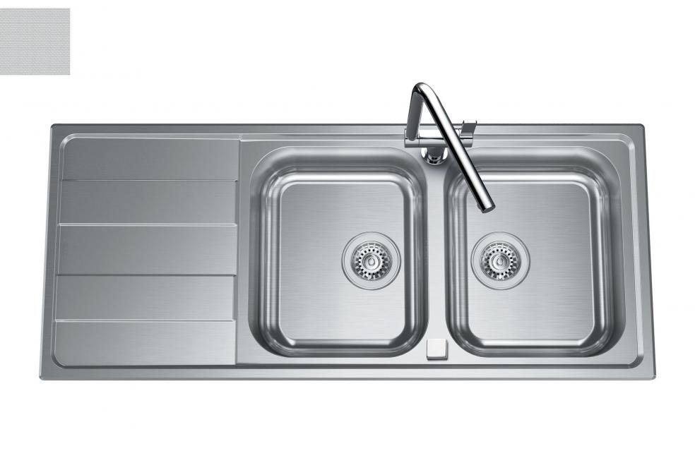  Evier en inox Luisina Funk EV4921IMS couleur inox mini-structure 800x500 avec 2 cuves vidage manuel égouttoir réversible EV4921IMS