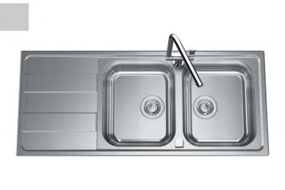  Evier en inox Luisina Funk EV4921IMS couleur inox mini-structure 800x500 avec 2 cuves vidage manuel égouttoir réversible