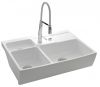Evier en céramique Luisina Esprit Chambord EV5027 006 finition luisiceram couleur polar 895x625 avec 2.5 cuves vidage manuel