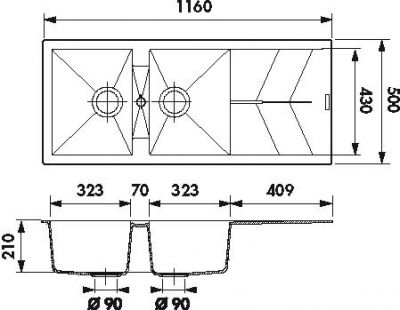 Plan  Evier Luisina Electro Granit Luisigranit Nera Noir 500x1160 EV8021MN2118