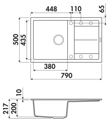 Plan  Evier Luisina Maestoso Granit Luisigranit Gris Métal Gris 500x790 EV9101 022E