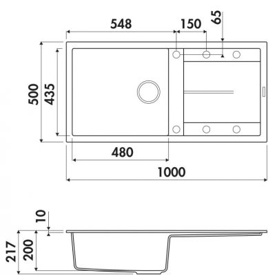 Plan  Evier Luisina Maestoso Granit Luisigranit Gris Métal Gris 500x1000 EV91011 022E