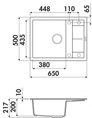 Plan  Evier Luisina Maestoso Granit Luisigranit Gris Métal Gris 500x650 EV9101P 022E