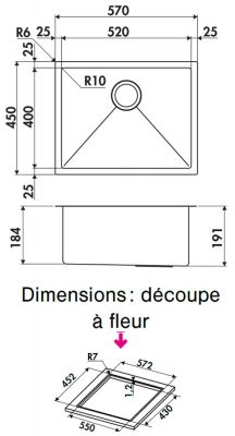 Plan  Evier Luisina Pandore Inox Luisinox Inox PVD Or brillant Inox PVD Or 450x570 EV77018