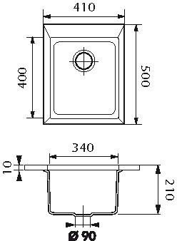 Plan  Evier Luisina Quadrille Granit Luisigranit Gris Métal Gris 500x410 EV984 022E