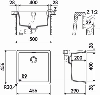 Plan  Evier Luisina Nocturne Luisidiam Luisidiam Stone Gris foncé 456x456 EV21000068