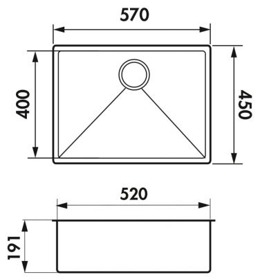 Plan  Evier Luisina Vibrato Inox Luisinox Inox lisse Inox lisse 450x570 EVSP54IL1