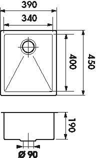 Plan  Evier Luisina Baladi Inox Luisinox Inox lisse Inox lisse 450x390 EVSP70IL2