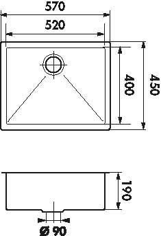 Plan  Evier Luisina Baladi Inox Luisinox Inox lisse Inox lisse 450x570 EVSP71IL2