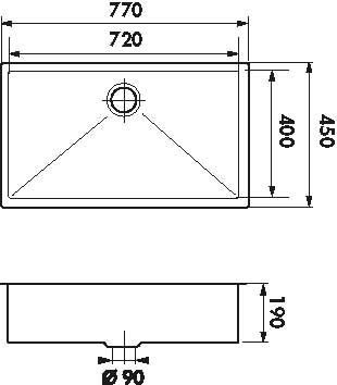 Plan  Evier Luisina Baladi Inox Luisinox Inox lisse Inox lisse 450x770 EVSP72IL2