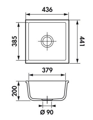 Plan  Evier Luisina Rubato Céramique Luisiceram Alu Gris 441x436 EVSP5049 005