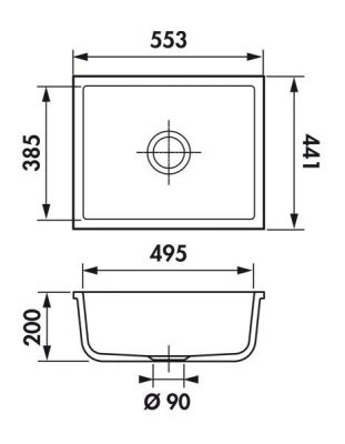 Plan  Evier Luisina Rubato Céramique Luisiceram Polar Blanc 441x553 EVSP5050 006