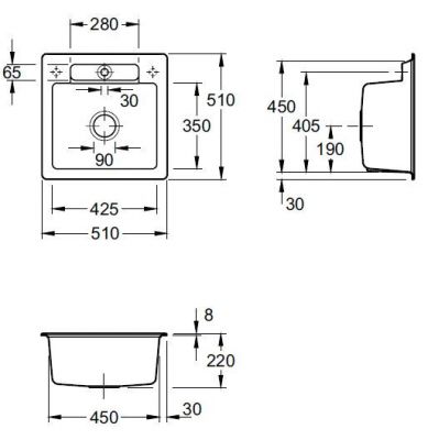 Plan  Evier Luisina Siluet-s-flat Céramique Luisiceram Ivory Beige 510x510 EV33452FFU
