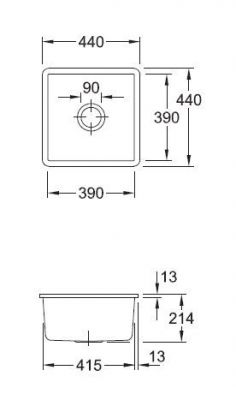 Plan  Evier Luisina Subway-su Céramique Luisiceram Ebony Noir 440x440 EV3325 02 S5