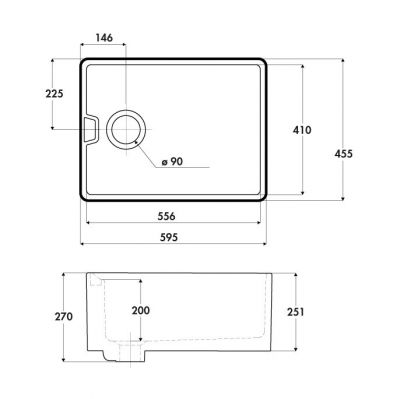 Plan  Evier Luisina Clovis Céramique Luisiceram Blanc brillant Blanc 455x594 EV1200V006