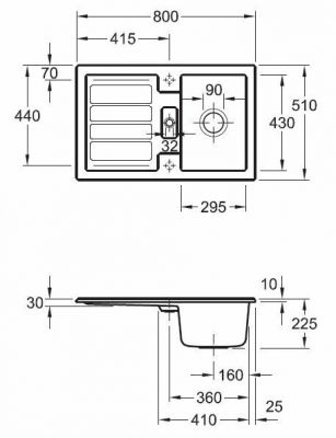 Plan  Evier Luisina Flavia Céramique Luisiceram Almond Taupe 510x800 EV330602AM