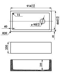 Plan  Evier Luisina Philippe-iii Céramique Luisiceram Blanc brillant Blanc 460x914 E4100N0ST 006