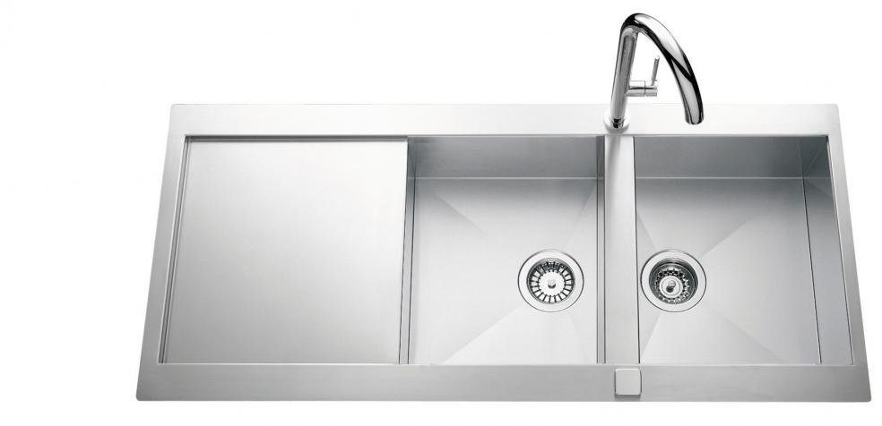  Evier en inox Luisina Adagio Plus EV5621E IL finition luisinox couleur inox lisse 1160x520 avec 2 cuves vidage manuel égouttoir réversible EV5621E