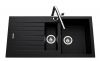 Evier en granit Luisina Hip Hop EV8711 219 finition luisigranit couleur full black 1000x500 avec 1.5 cuves vidage automatique égouttoir réversible