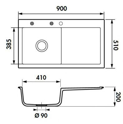 Plan  Evier Luisina Amor Céramique Luisiceram Blanc brillant Blanc 510x900 EV5074G 216