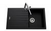 Evier en granit Luisina Hip Hop EV8701 219 finition luisigranit couleur full black 860x500 avec 1 cuve vidage automatique égouttoir réversible