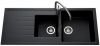 Evier en granit Luisina Samba EV421VM 118 finition luisigranit couleur nera 1160x500 avec 2 cuves vidage automatique égouttoir réversible