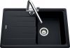 Evier en granit Luisina Bossa Nova EV8800 139 finition luisigranit couleur nero 780x500 avec 1 cuve vidage automatique égouttoir réversible