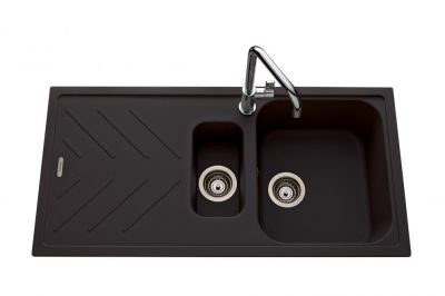  Evier en inox Luisina Arpège EV3511 219 finition luisigranit couleur full black 1000x500 avec 1.5 cuves vidage automatique égouttoir réversible