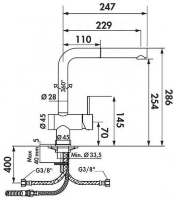 Plan Mitigeur en laiton Luisina Mitigeur + Douchette RCD214/DO 015 couleur finition chromée