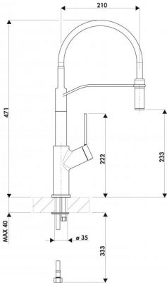 Plan Mitigeur en laiton Luisina Mitigeur + Douchette RC606/DO 015 couleur finition chromée + finition noire