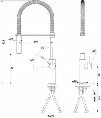 Plan Mitigeur en laiton Luisina Mitigeur Multi-jets + Douchette RCD181/DO 015 couleur finition chromée + finition noire