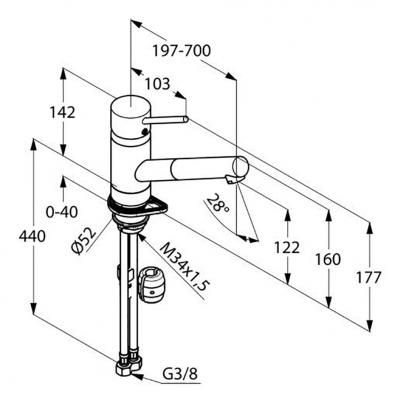 Plan Mitigeur en laiton Luisina Mitigeur + Douchette RC406/DO 015 couleur finition chromée