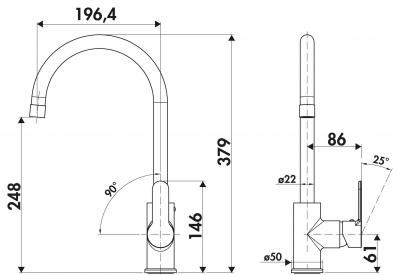 Plan Mitigeur en laiton Luisina Mitigeur RC180 015 couleur finition chromée